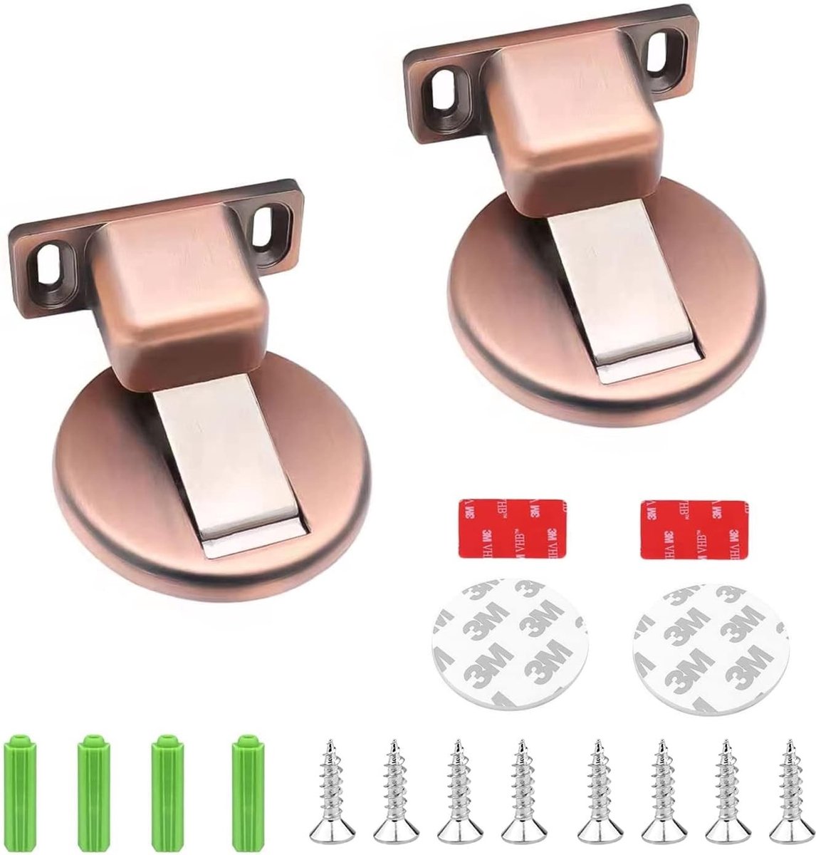 Set van 2 Magnetische Deurstoppers van Metaal - Onzichtbare Vloermontage met Plakband en Schroeven voor Veiligheid en Stabiliteit