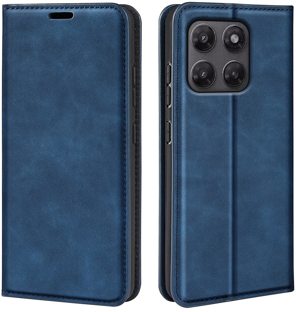 MobyDefend Hoesje - Geschikt voor Motorola Moto G37 / G47 - Luxe Wallet Bookcase (Magnetische Sluiting) - Blauw