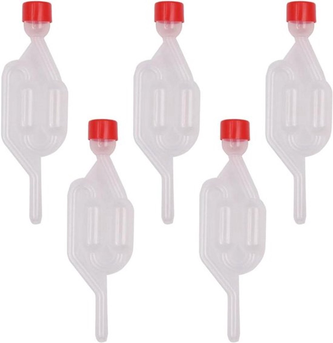 5-delige fermentatie set voor fermentatiebuizen met plastic deksel, wegwerp bruin ventiel 
