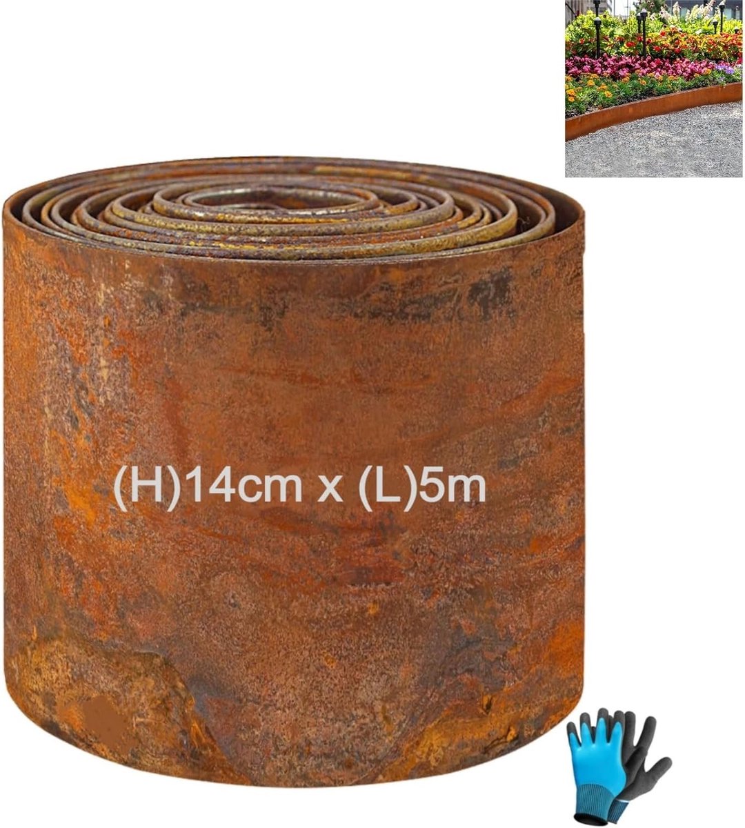 Corten Stalen Tuinrand, 5 m, 14 cm Hoog, Eenvoudige Montage, Ideaal voor Bloembedden en Tuinpaden, Duurzaam en Weerbestendig