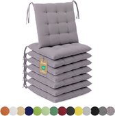 Lavea® Stoelkussens 40x40 cm, Set van 8 – Zitkussen & Stoelpads voor Binnen en Buiten – Comfortabel, Wasbaar en Duurzaam – Antraciet & Wit Gestreept