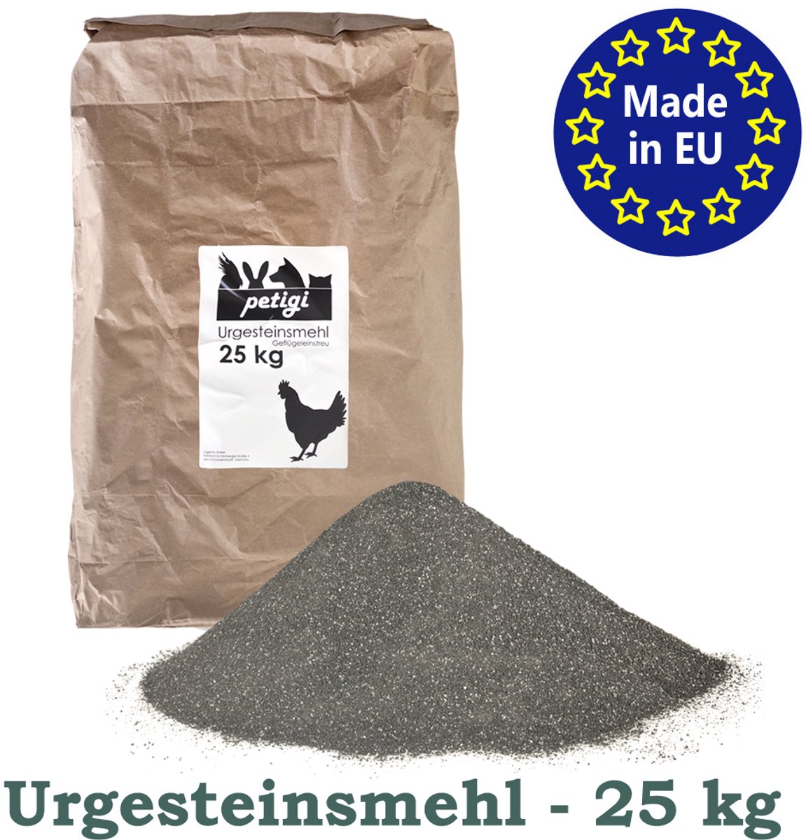 Steenmeel 25 kg Pluimveestrooisel Stofbad Zandbad Steenmeel Zeoliet voor Kippen Kwartels Zandbad Diabaas Kippenhok Badzandpoeder Petigi