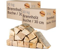 Brandhout, 60 kg, voor kachels, open haarden, vuurkorven en barbecues, beukenhout, 30 cm, Flameup