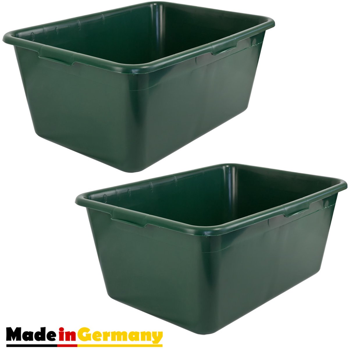 2 x Wildbak, Voerbak, Mortierbak, Plastic Bak, Waterbak, Waterreservoir, 90 L, Groen, Voedselveilig, Multifunctionele Bak, Petigi