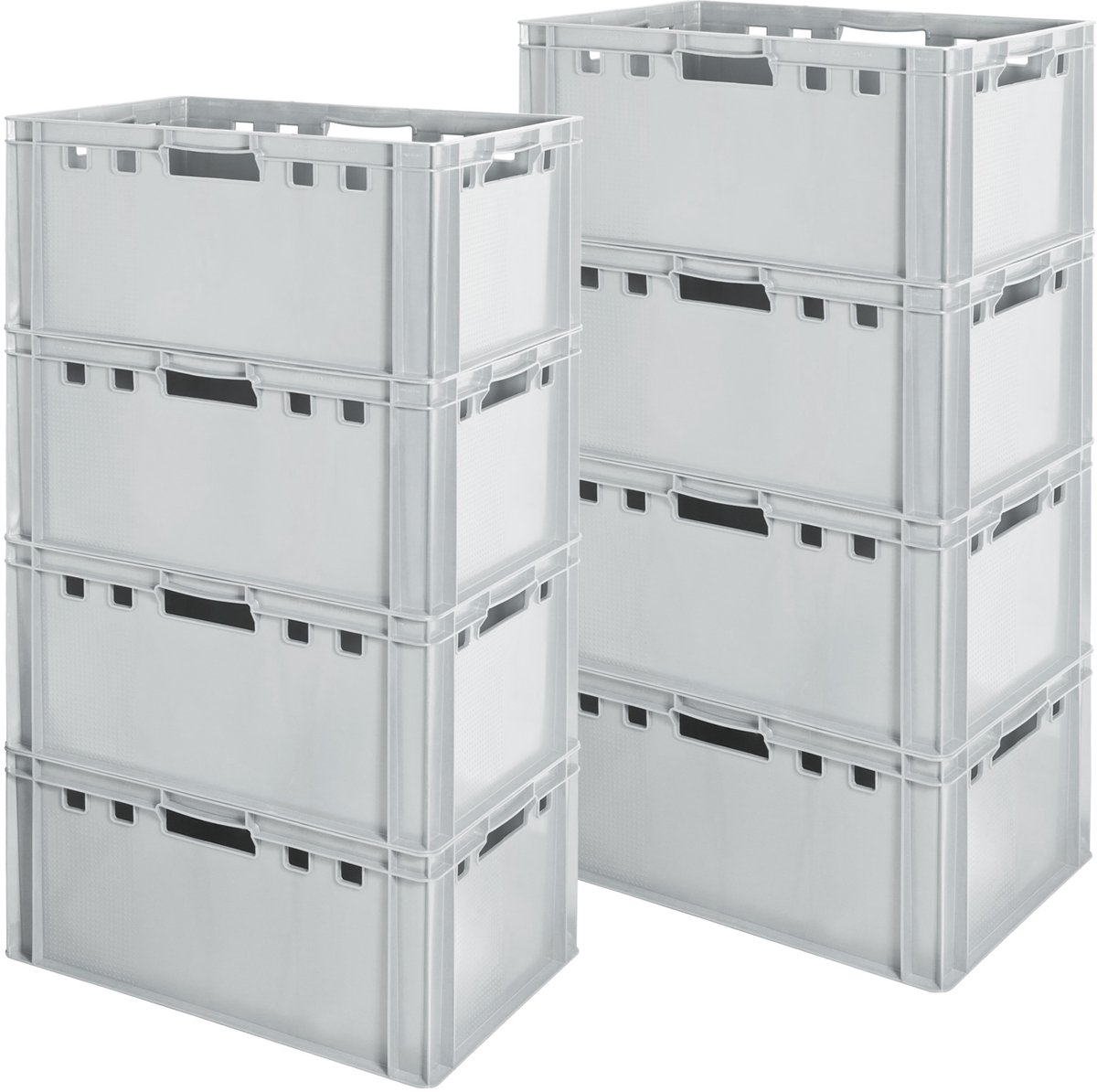 8 E3 Vleeskrat, Voedselveilige Eurobox, Slagerskist, Opbergdoos, Plastic Bak, Stapelbare Opbergkrat, 60 x 40 cm, Grijs, Kingpower