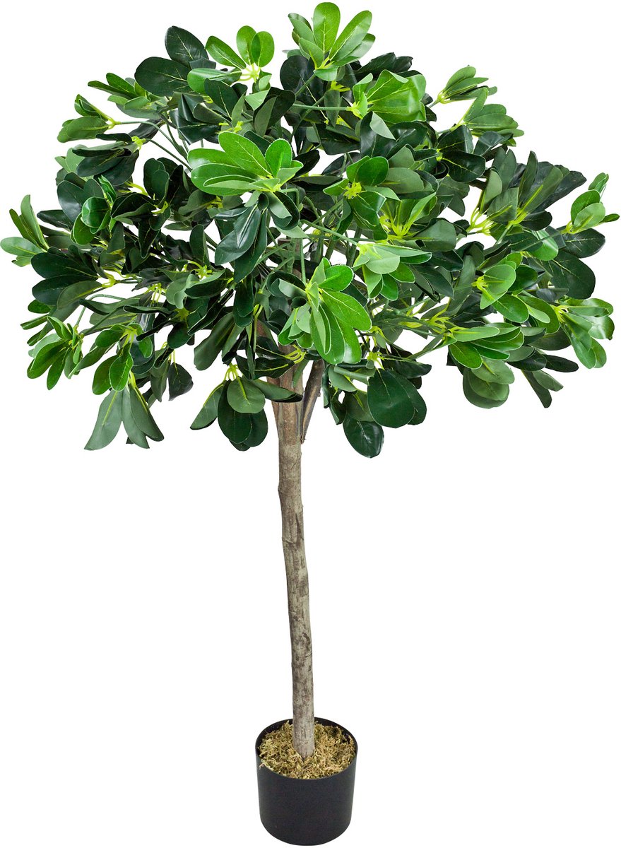 Decovego Kunstmatige Schefflera Plant, Kunstmatige Parapluboom 120 cm, Duurzaam Kunststof Materiaal, voor Binnengebruik, Onderhoudsarm Decoratie