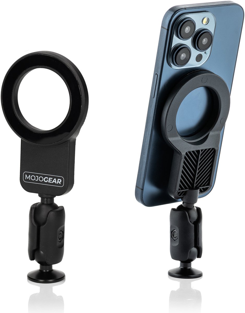 MOJOGEAR Premium Magnetische smartphone-houder voor statief - Snelle Magnetische Bevestiging - Horizontaal & Verticaal Filmen - Zwart