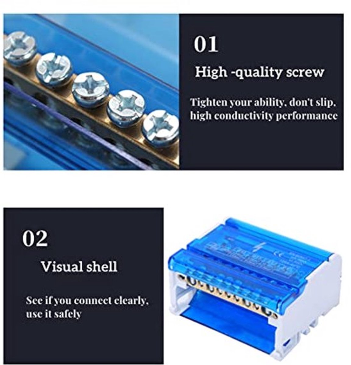 411 Aansluitblokverdeelkast, Din Rail 4-niveau eenfase voor elektrotechniek 30 ℃ ~ 110 ℃