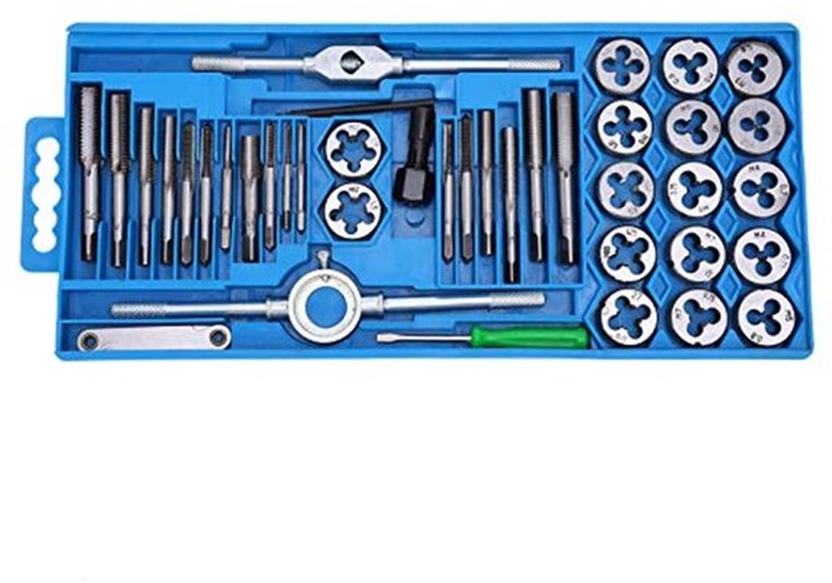 40-delige metrische tap- en draaistellen set van carbonstaal voor professioneel en hobbygebruik, duurzaam en geschikt voor diverse metaalbewerkingen
