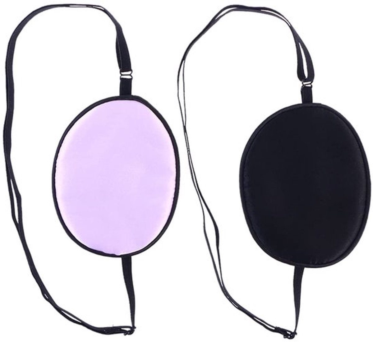 2 Stuks Elastische Zijde Oogflappen - Zwart en Paars - Ideaal voor Amblyopie en Strabisme