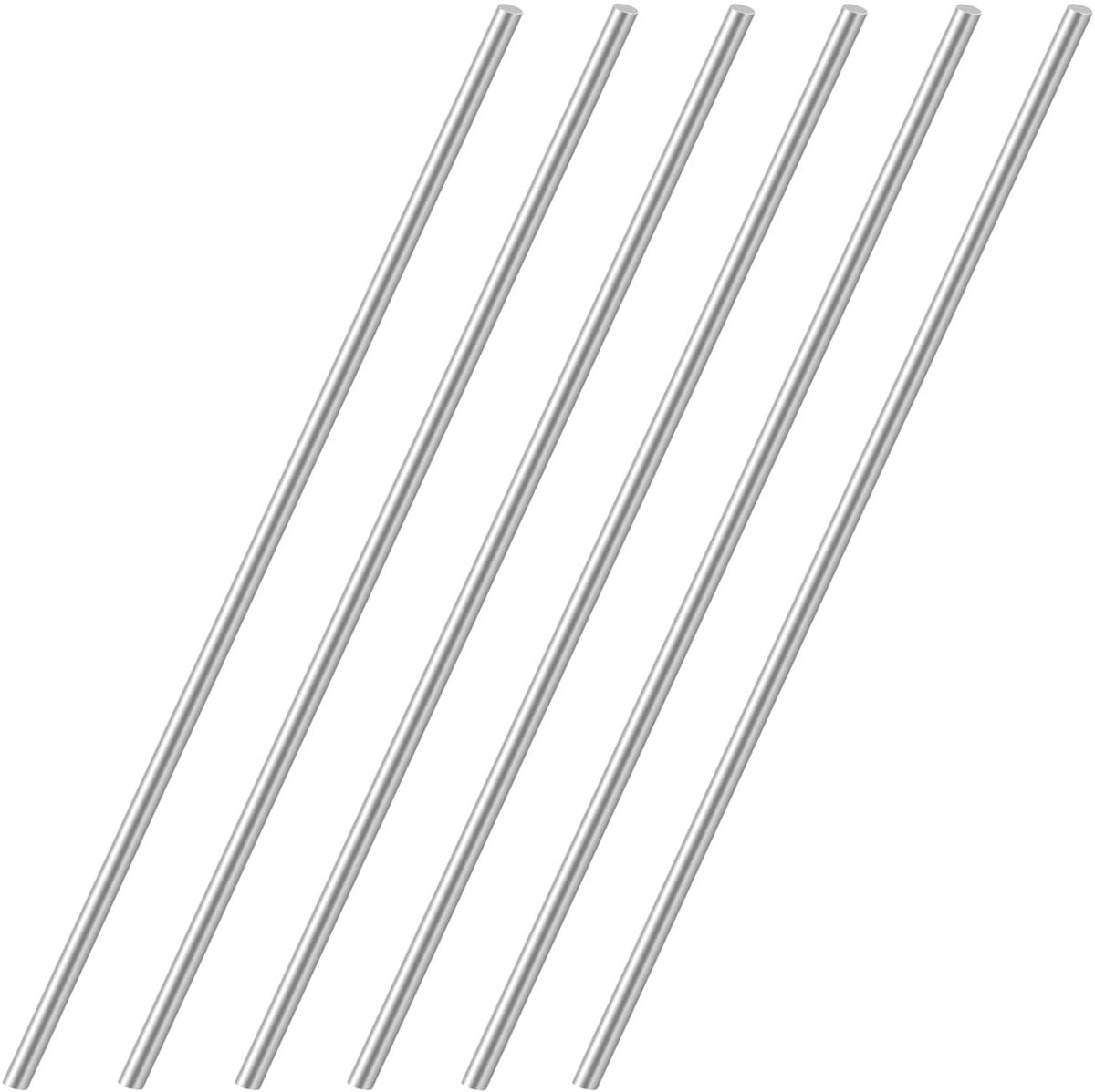 6 mm x 300 mm Ronde Stalen Staven - 6 Stuks Roestvrijstalen Metaalstaven voor DIY Projecten en Ambachten, Sterke en Duurzame Stalen Bars