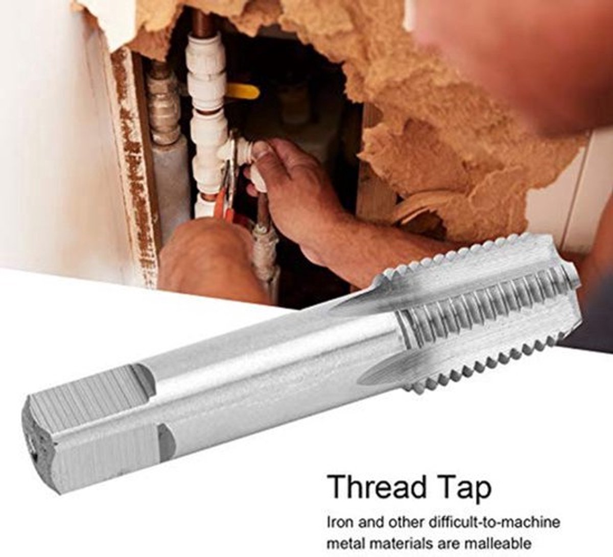 Draadtap, 1/4 Inch Draadtap, Snelstaal 18 Tanden Tap, voor Roestvrij Staal Ijzer Gietijzer Gelegeerd Staal, Amerikaans Systeem, Draadsnijhouders