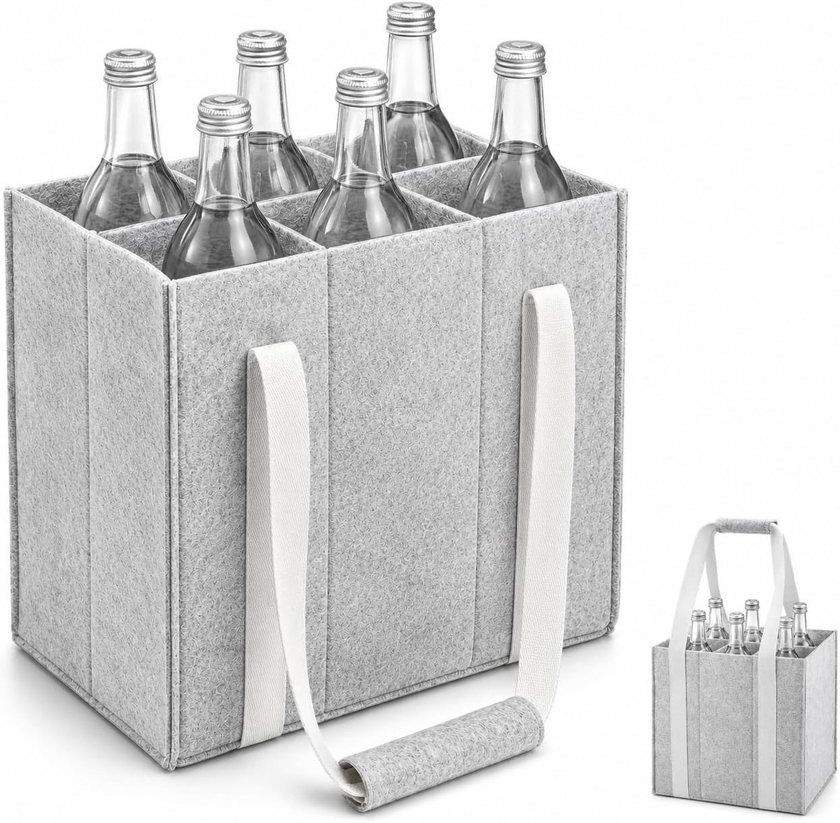 Draagbare en Vouwbare Flessentas voor Wijn en Dranken, Geschikt voor 1.5L en 6L Flessen, Handige Flessendrager in Grijs