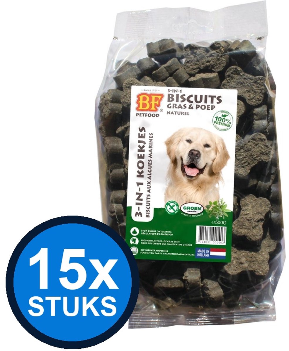 15x Biofood - 3in1 koekjes kruiden 500gr - Hondenvoer Snacks - 500 g