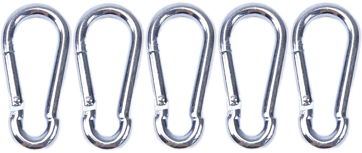 BCF-Products - Karabijnhaak - 6x60mm - 5 stuks - Verzinkt staal - Musketonhaak - Carabiner
