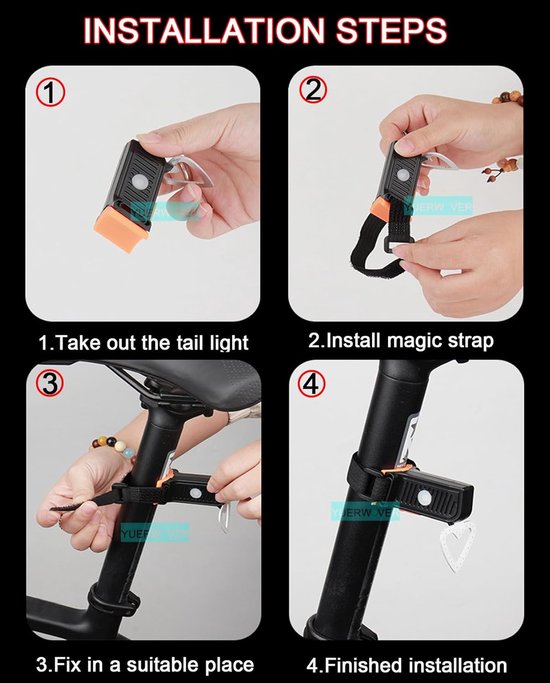 Oplaadbaar LED Fiets Achterlicht - Heldere Veiligheidslamp voor 's Nachts - 5 Waarschuwingsstanden - Waterdicht - voor MTB, Mannen, Vrouwen, Kinderen - 1 Stuk — afbeelding 2