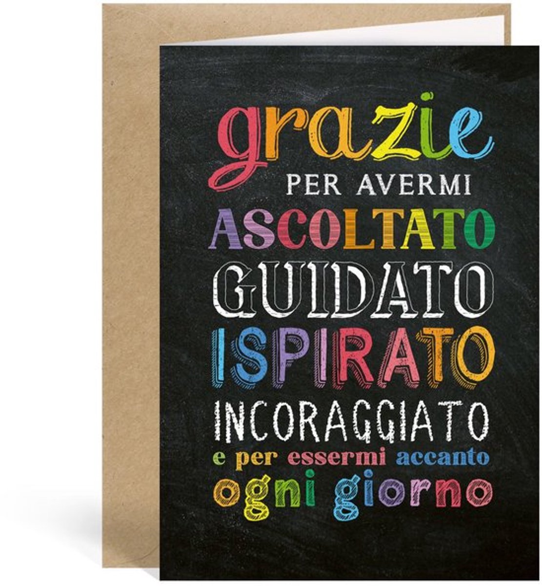 Cadeautjes voor de leraar, afscheidskaart met envelop, wenskaart uit Italië