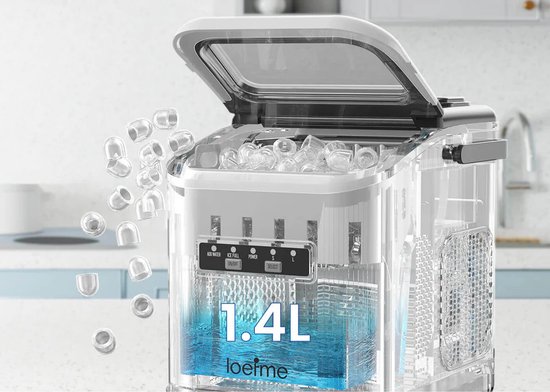 Emvae IJsblokjesmachine - IJsblokjes Maker - 12 kg per 24 uur - Zelfreinigend - Instelbare IJsmaat - LED - Zwart — afbeelding 4