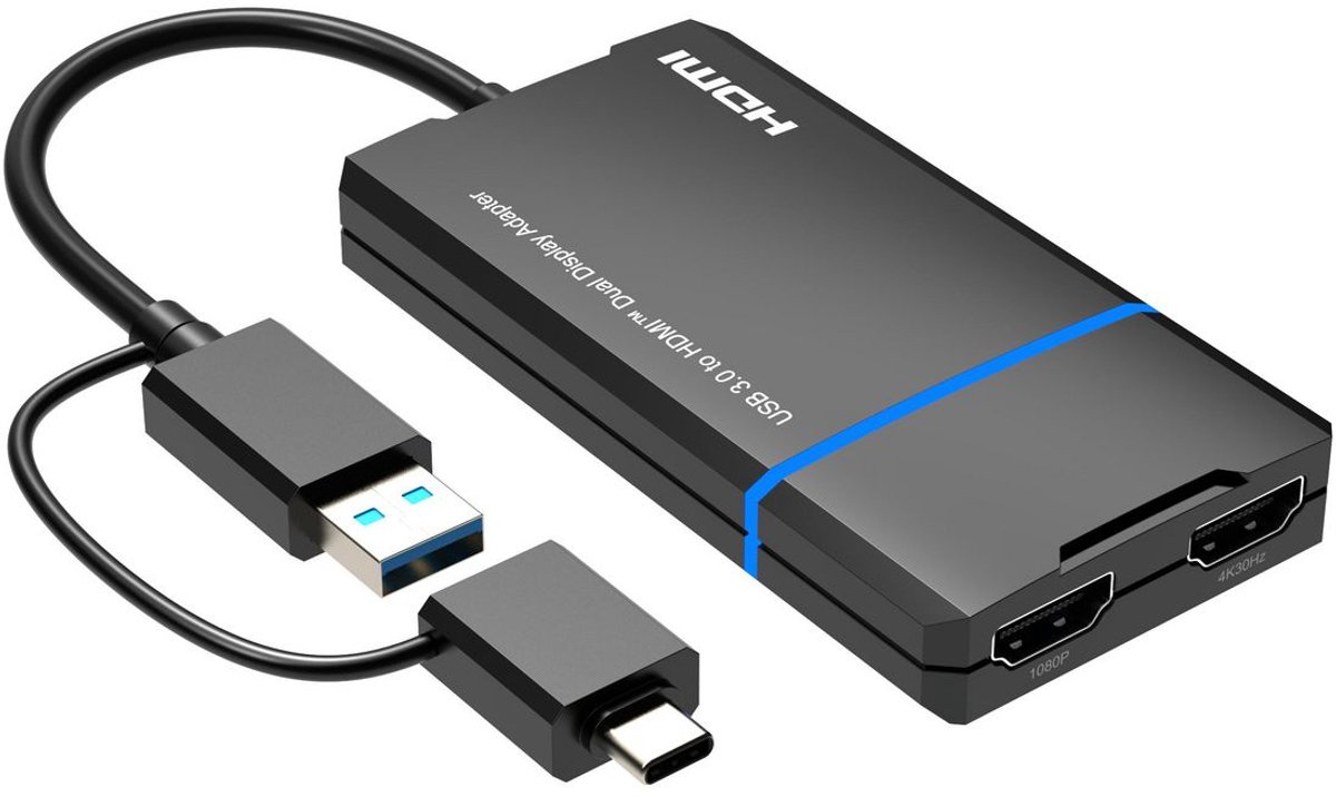 Microconnect MC-USB3.1CHDMIX2-2IN1 video kabel adapter 0,12 m USB Type-C HDMI