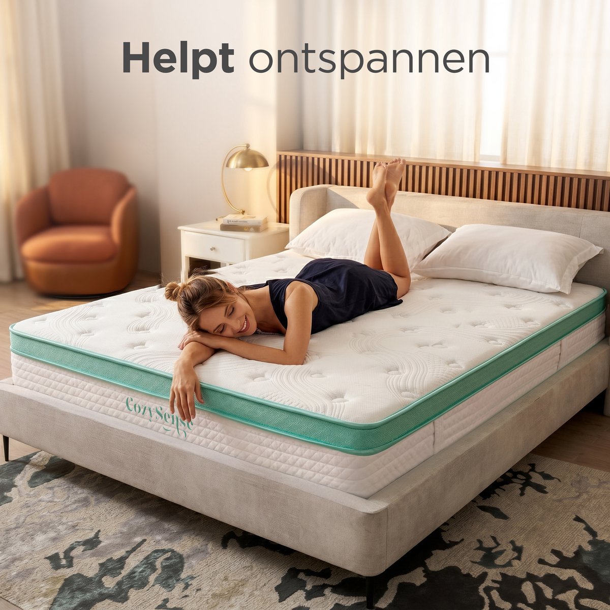 CozySense® Hybride Matras 180x200 cm – Tweepersoons Pocketvering – Traagschuim & Koudschuim – 7-Zones – 25 cm Dik – Medium thumbnail 4
