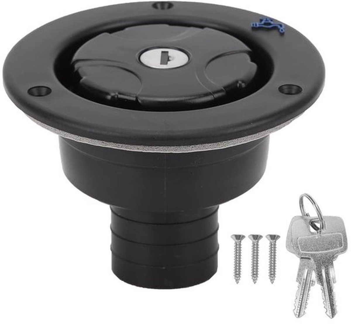 RV-inlaat, zwarte waterinlaat met 2 sleutels, afsluitbare waterkap, ABS lekvrije inlaatvultankuitrusting voor camper, camping, trailer, caravan, boot