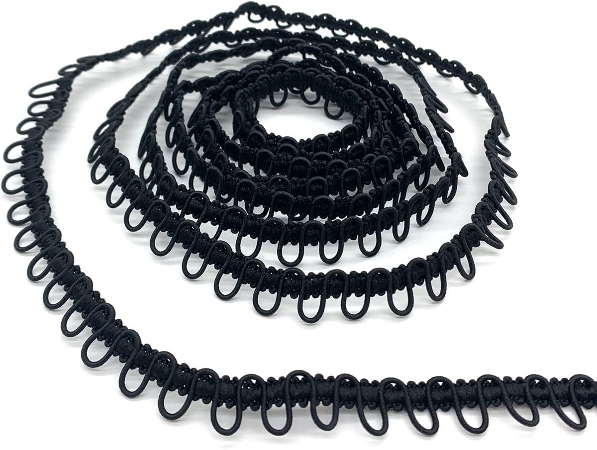 Elastisch Knopsgat Touw van 4,5 Meter - Dames Kraag Gesp Versiering in Zwart voor Mode en Accessoires