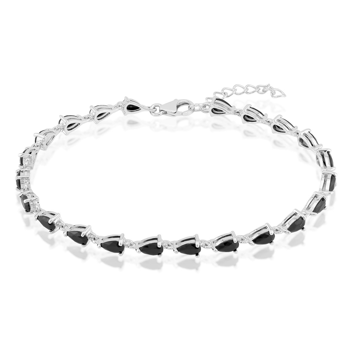 Armband van zwarte spinel met rhodiumlaag, Thailand 4,75 ct