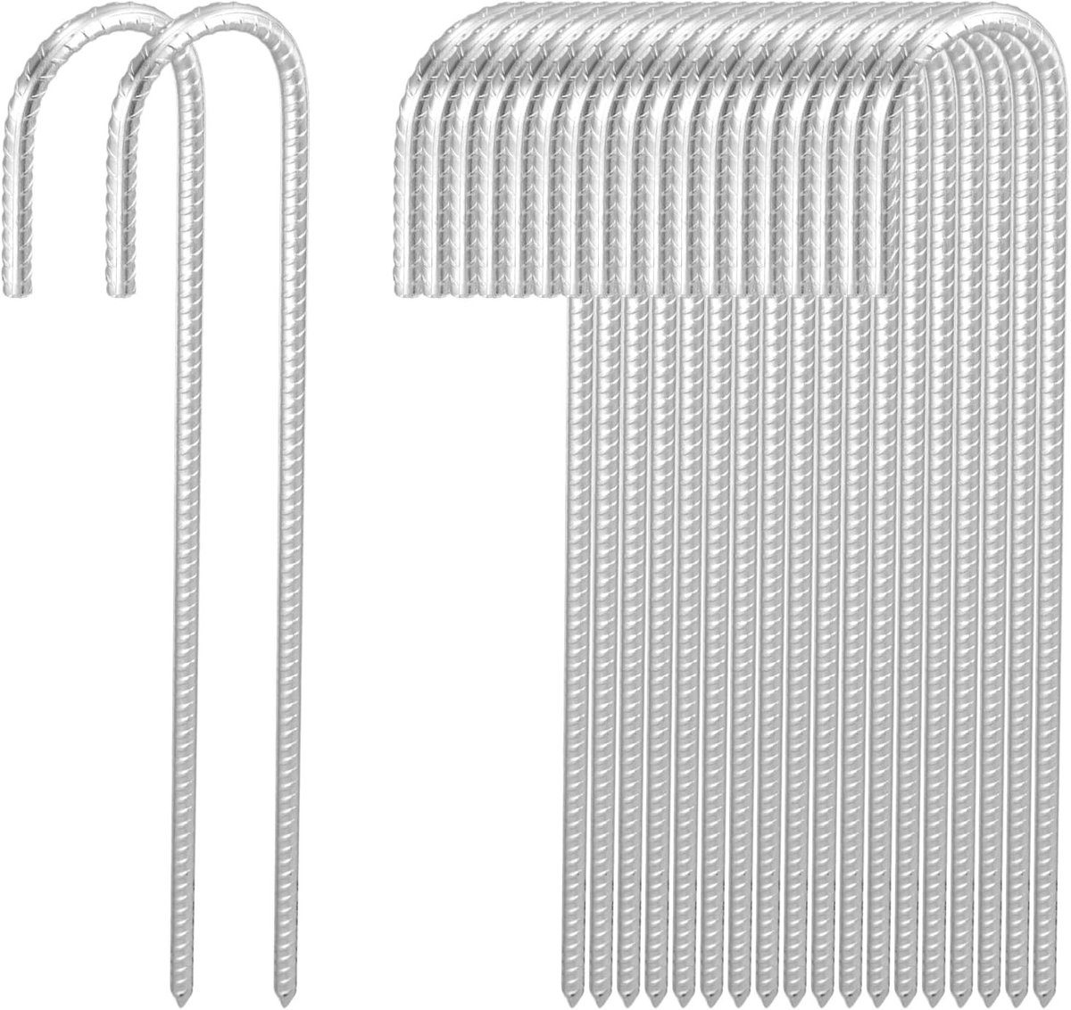 20 Stuks 16 Inch Sterke Grondankers, Gegalvaniseerde Stalen J-Haak Haringen, Metaal Tentpinnen voor Kamperen, Partytent en Tuingebruik, 40 x 1cm
