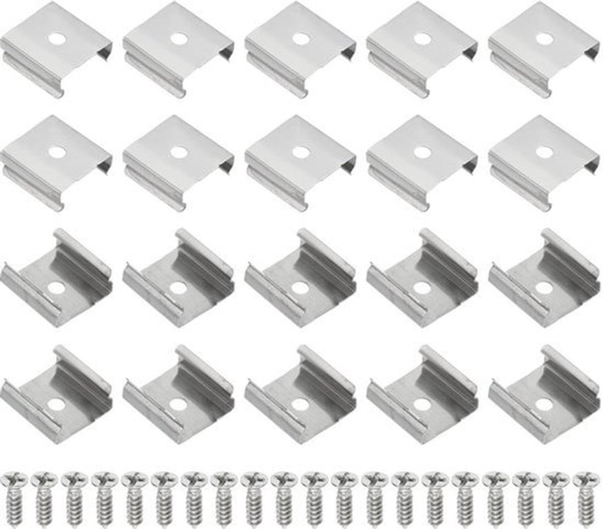 LED Strip Clips - Set van 60 - RVS Bevestigingsclips met Schroeven voor 16mm tot 17mm LED Strip Verlichtingskabel