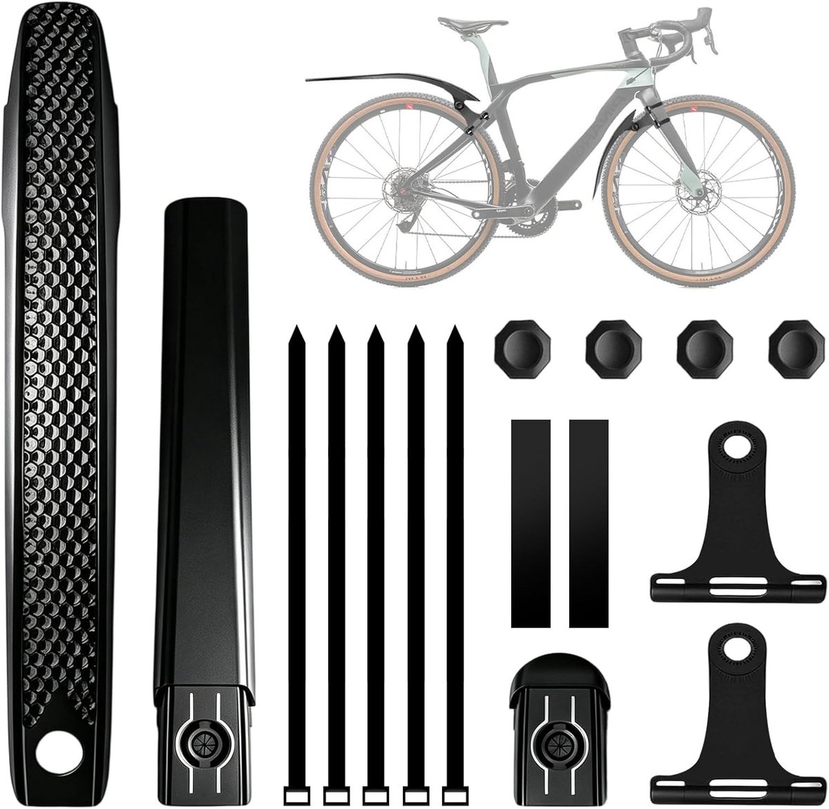 Mudguard Set voor Fietsen, Geschikt voor 32–50 mm Banden, Eenvoudige Montage zonder Boren, Ideaal voor Gravel, Mountain en Racefietsen
