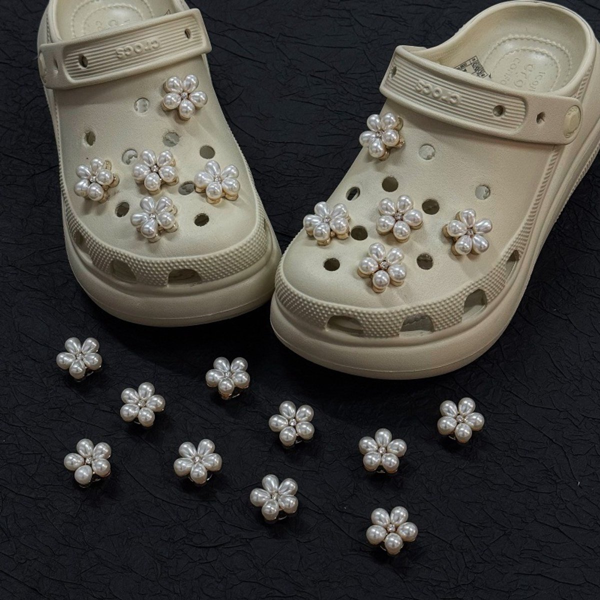Schoenaccessoires-geschikt voor crocs charms- geschikt voor crocs pins- geschikt voor crocs Accessoires- geschikt voor Crocs Jibbitz-CJ-432 Perlenvijfblaadig bloem