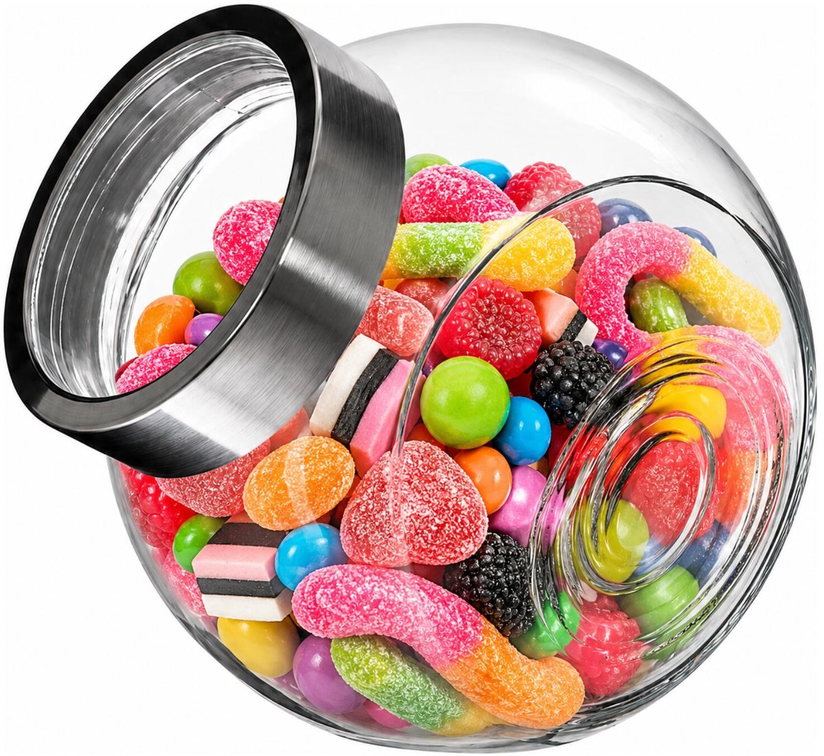 Alessandro Voorraadpot met deksel - glas - 16 x 16 cm - 1.4L - snoeppot - voedsel bewaren