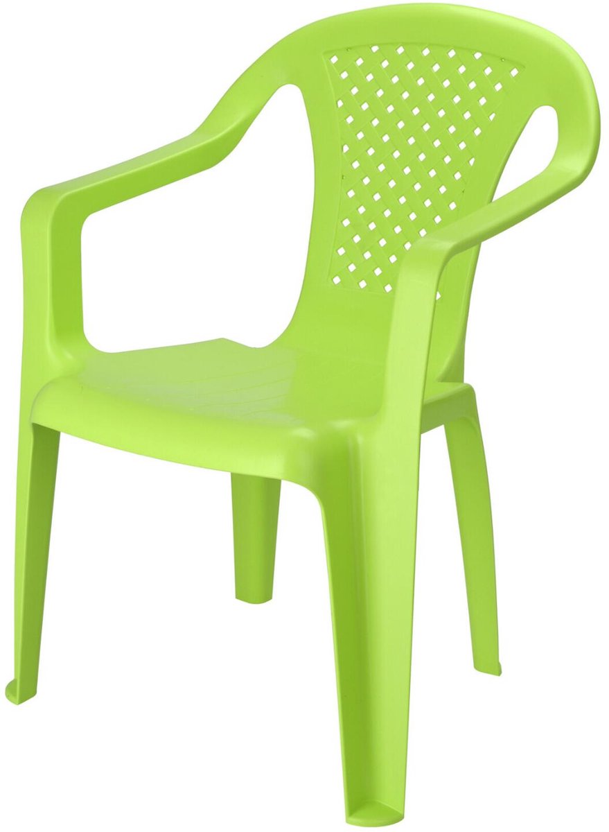 Pro Garden Stoeltjes voor kinderen - 1x - groen - 38 x 52 cm - voor binnen en buiten - kunststof - voor kinderen van 3 tot 7/8 jaar - stapelbaar