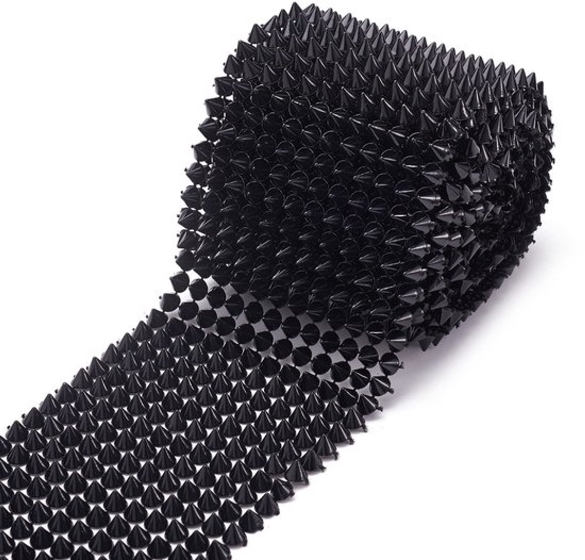 2m Sew Stitch On Spike, Black Studs, Cone, Flat Back, Spikes, Rivets, Punk, Rock, Decoratieve Lint, Mesh Kraal voor Kleding, Prestaties, Kunst en Ambachten, Decoratie