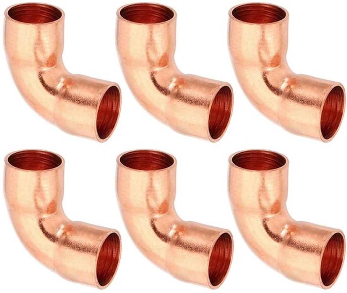 3/8" ID Koperbocht Fitting - 0.8mm Dikte - 6 Stuks Korte Radius Verbinding
