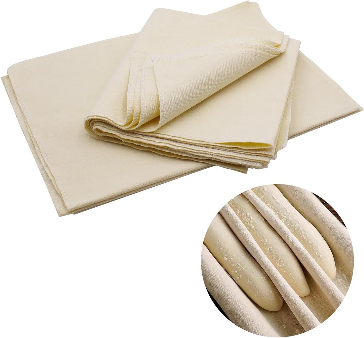 Linnen canvas set voor het bakken van brood, 6 stuks, ideaal voor deegfermentatie en professionele bakkers, 75 × 45 cm en 48 × 36 cm