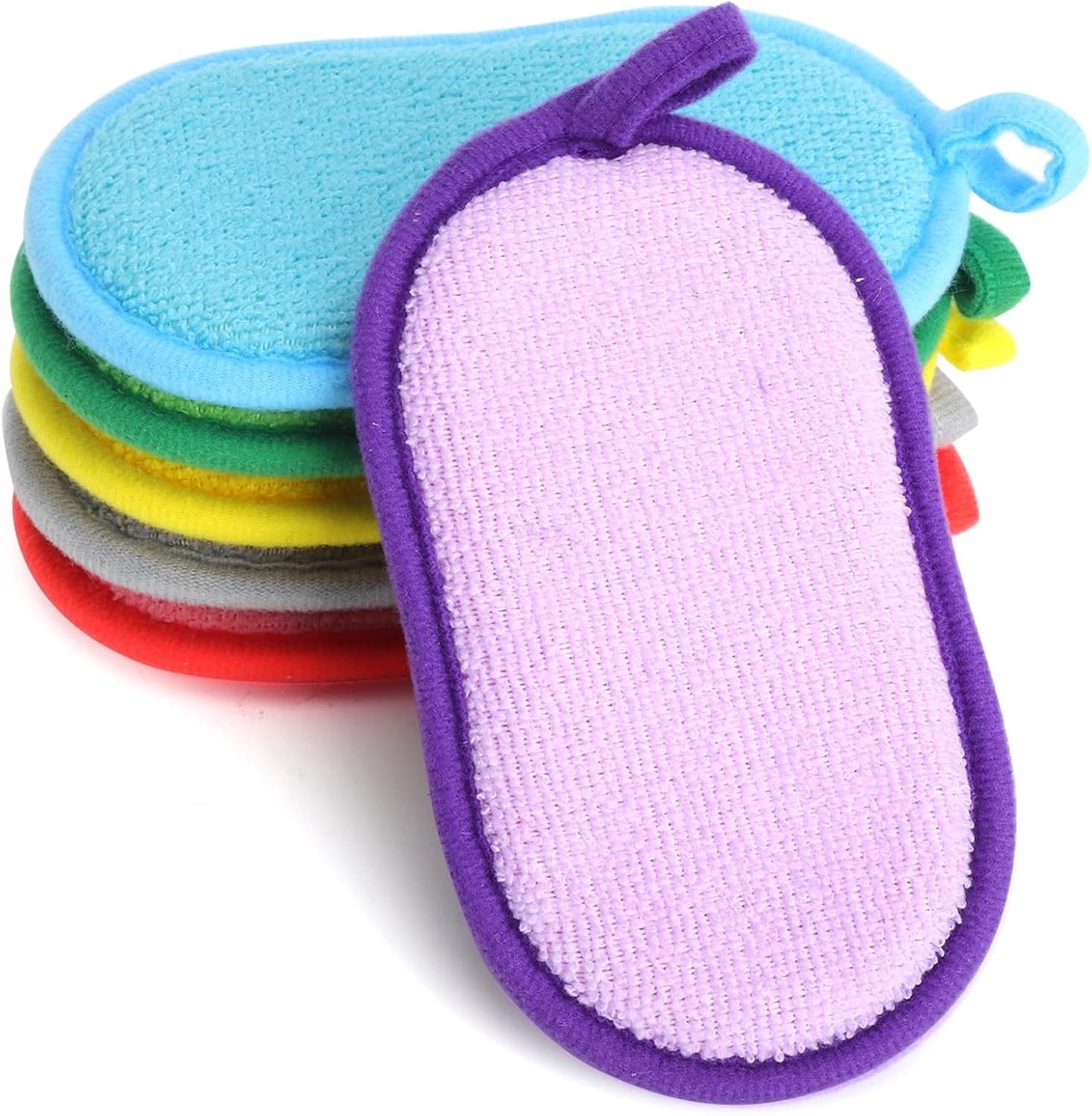 Set van 6 Wasbare Sponsen met Ophangkoord, Microvezel Keukenspons voor Effectieve Schoonmaak, 16 x 10 x 2 cm, Dubbelzijdige Materialen, Ideaal voor Keuken en Huishouden