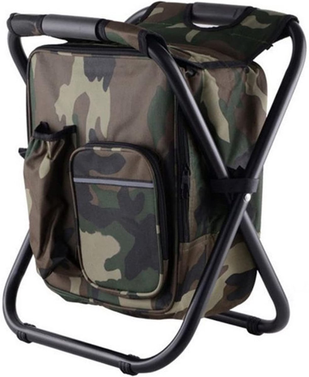Lichte en Opvouwbare Rugzakstoel met Grote Capaciteit voor Kamperen, Wandelen en Picknicken in Camouflage