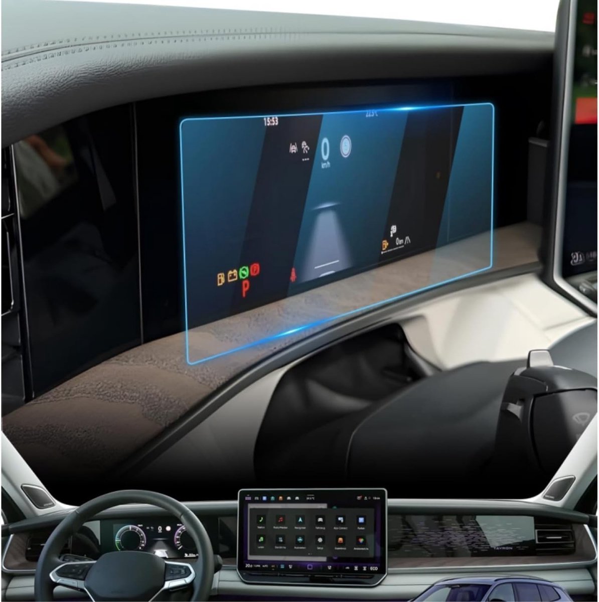 Beschermfolie voor VW Tayron SUV 2025 2026 2027 - 10.25 Inch Digitale Cockpit, Tempered Glass, 9H Krasbestendig en Vingerafdrukbestendig Schermbeschermer voor Interieur