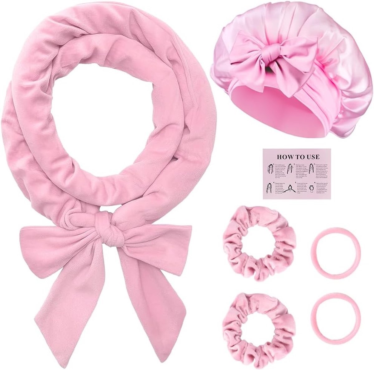 Nachtkrulset met 6 Stukken, Velvet, Hittevrije Krulband voor Gemakkelijke Krullen, Geschikt voor Lang en Middellang Haar, Ideaal voor Thuisgebruik en DIY Krullen