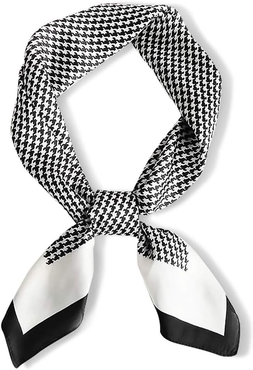 Elegante Houndstooth Zijde Sjaal voor Vrouwen - Zachte Mulberry Zijde, Franse Stijl, Perfect voor Zakelijk en Casual Gebruik, Mode Accessoire voor Lente en Herfst