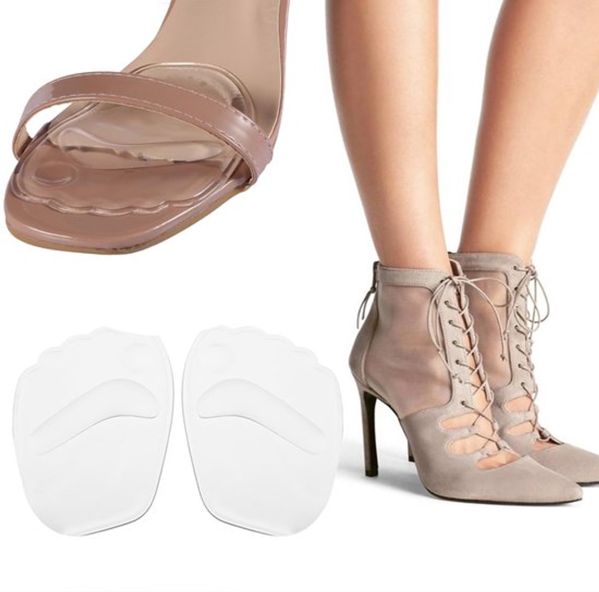 Siliconen voorvoetkussen, zacht en comfortabel antislip voetkussen gelpads halve maat voor hoge hakken vrouwen
