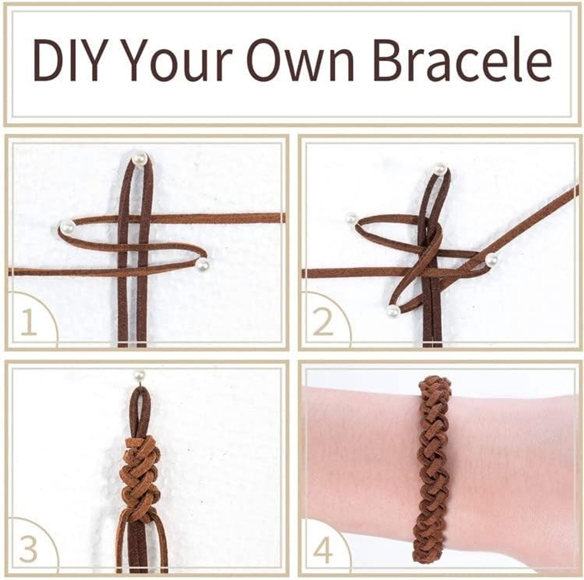 3-delige leren ketting set - Kettingen, Suede touw, Kralen draad voor sieraden maken - Creatief knutselmateriaal 3mm x 10m