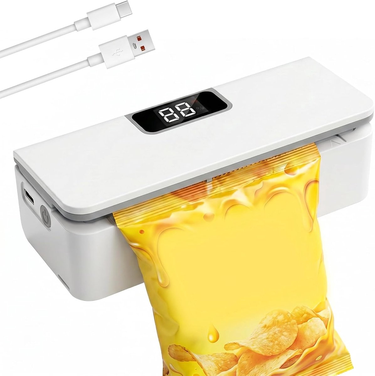 Bag Sealer, Mini Zakverzegelaar met 8 Niveaus Instelbare Temperatuurregeling, Kleine Zak Sealer, 2-in-1 Chip Bag Sealer en Cutter Led Display Magnetische Voedselzaksluiter voor Zakjes Snackzakjes