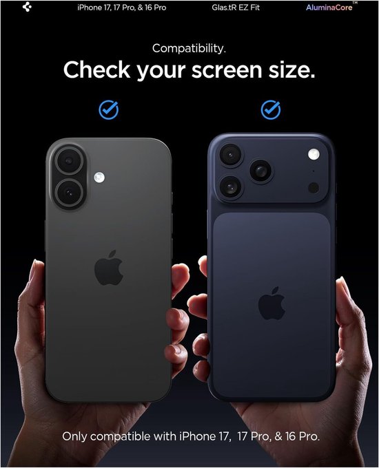 Twee iPhones, donkergrijs en donkerblauw, getoond voor compatibiliteit.