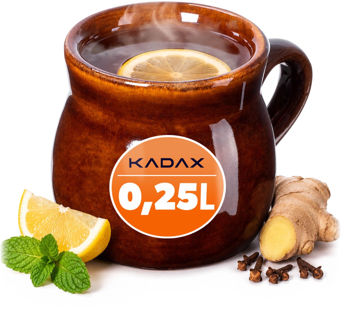 KADAX mok voor glühwein 250 ml steengoed met handvat voor geschenkkeramiek