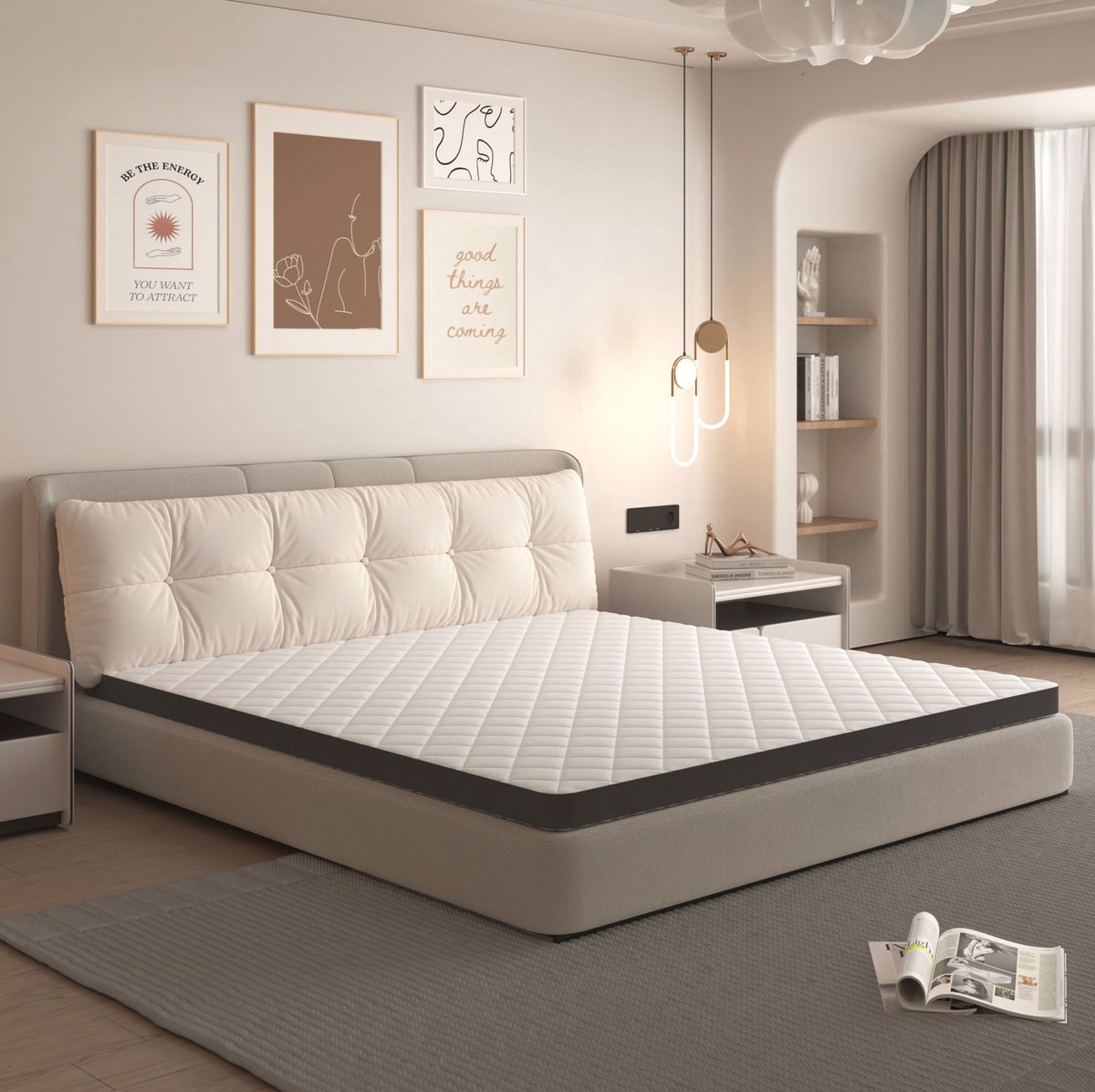 Matras 90x200 cm - H3 gemiddeld ligcomfort - 7 zones schuim - 7 cm hoog - Oeko-Tex - Wit/Grijs