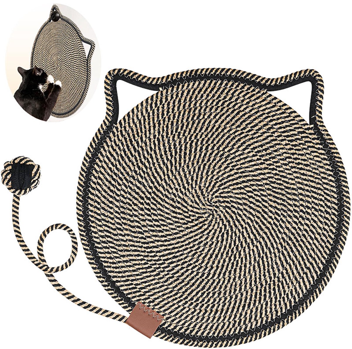 Ronde krabmat voor katten van katoenen touw 40 cm – beschermt meubels, banken en tapijten – geschikt voor binnenkatten – combineert krab- en rustfunctie