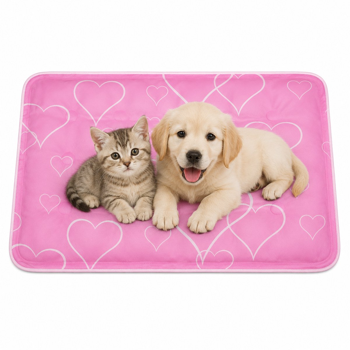 Zelfkoelende Koelmat voor Honden en Katten - Roze Design met Kattenprint - 40 x 50 cm - Waterbestendige en Duurzame Koeldeken voor Huisdieren - Ideaal voor Zomer-Roze