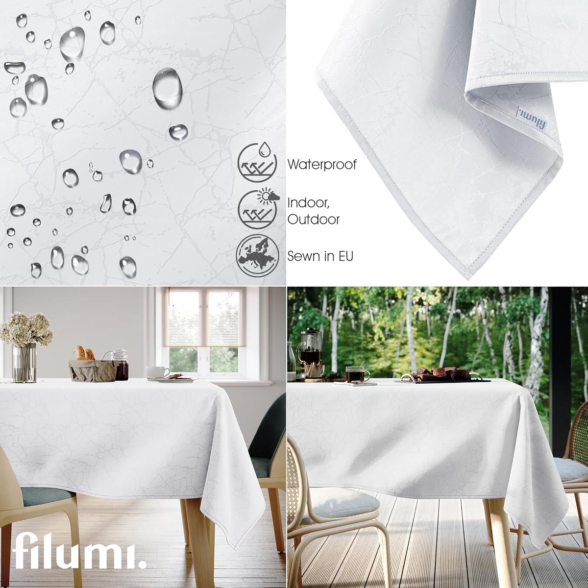 Tafelkleed - Afwasbaar Kleed - Bescherming Tafel - Uniek Jacquard Patroon - 150 x 350 cm - Wit